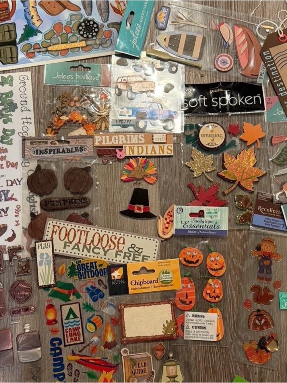 Assorted Fall-Themed and more - Scrapbooking Embellishments - many brands